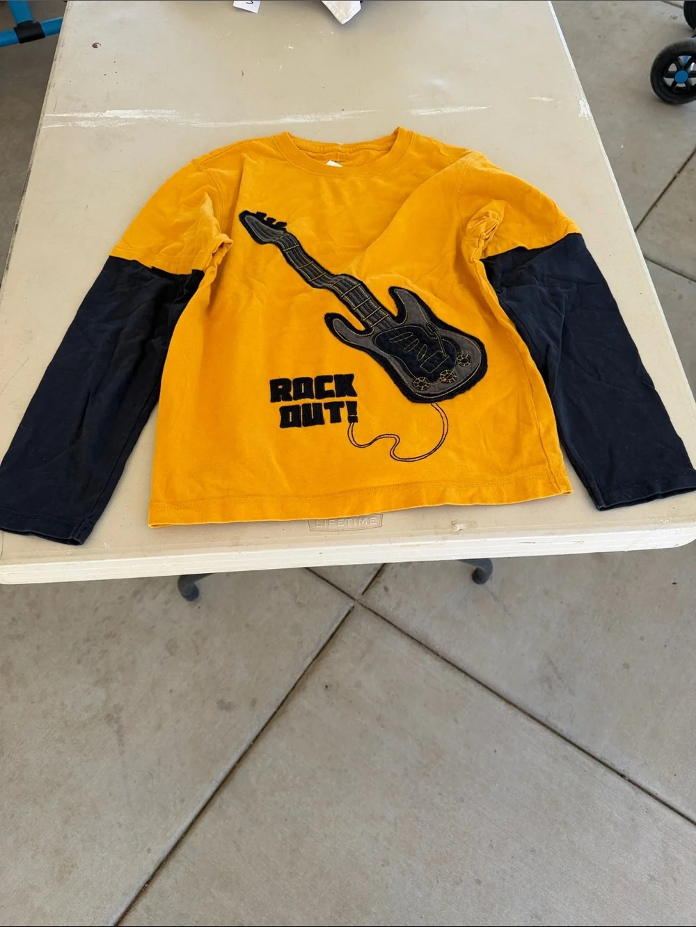 Gymboree Mustard & Black 'Rock Out' Layered-Look Long Sleeve Tee